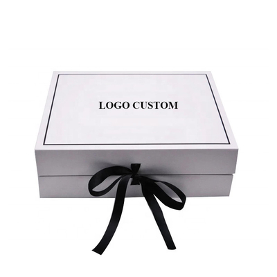 Cloth LV Customized Gift Foldable box Ribbon hardpaper cardboard gift boxes Flip Top String Ribbon Handle Flat Paper Box
