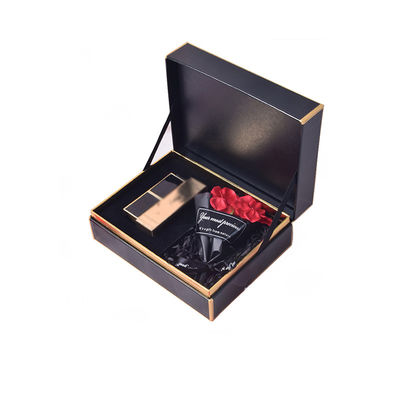 Buy Spot UV Cosmetic Gift Box Packaging 2mm Black Gold Paper Boxes online manufacture