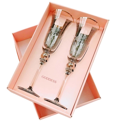 Buy Pantone Ivory Board Wine Glasses Gift Box Packaging With PP Rope Handle online manufacture