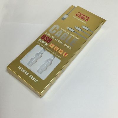 Buy 4C Burning Gold Data Cable Packaging Recyclable Paper Boxes Silk Screen Printing online manufacture