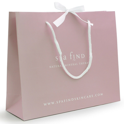100gsm 128gsm Luxury Gift Printed Paper Carrier Bags With Ribbon Handle