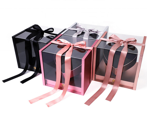 1mm 2mm 3mm Window Cardboard Flower Boxes Packaging 30x20x10cm
