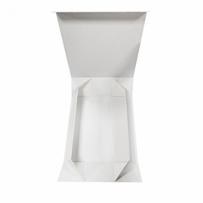 White Customized Gift Foldable box Ribbon paper hard cardboard gift boxes Flip Top String Ribbon Handle Flat Paper Box 1