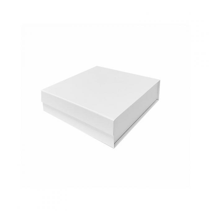White Customized Gift Foldable box Ribbon paper hard cardboard gift boxes Flip Top String Ribbon Handle Flat Paper Box 0