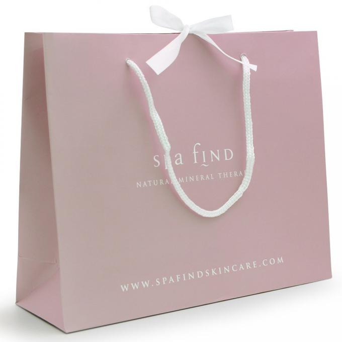 100gsm 128gsm Luxury Gift Printed Paper Carrier Bags With Ribbon Handle 1