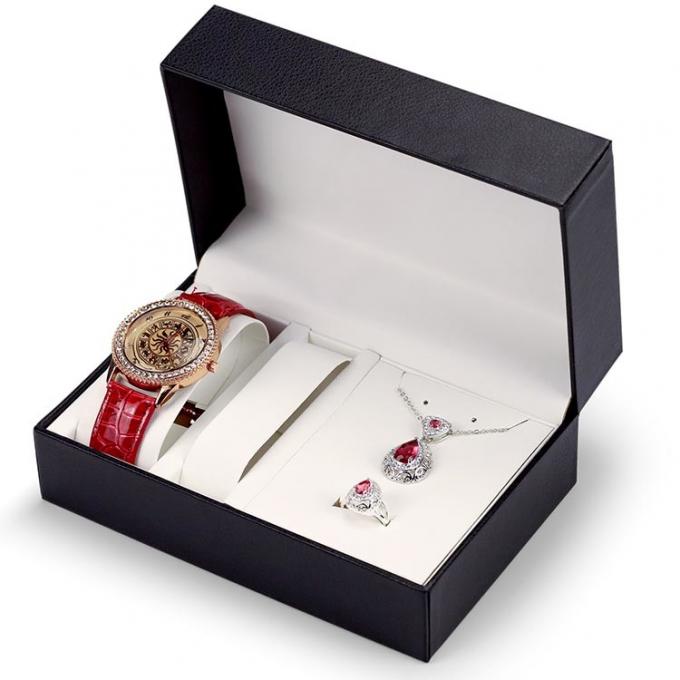 PU Leather Hinge Closing Watch Box Gift Packaging CMYK 4 Color Offset Printing 0